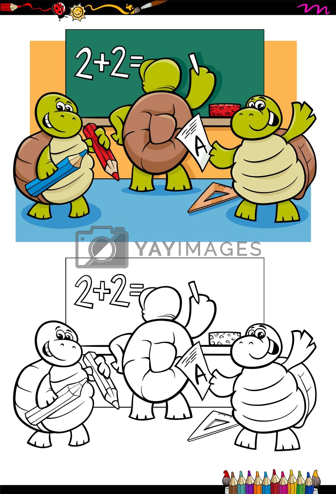 Royalty free image of turtles pupil characters coloring book by izakowski