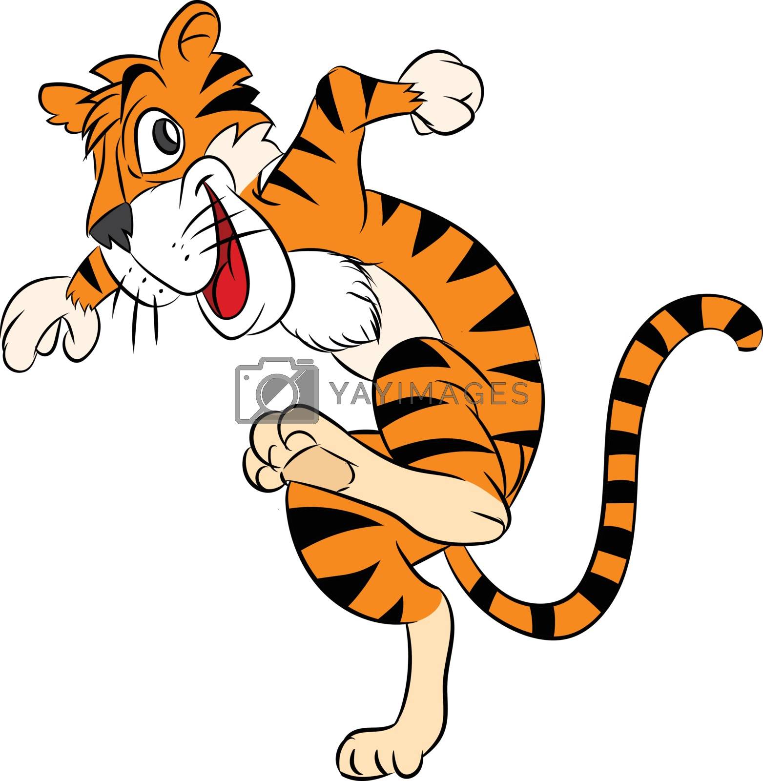Royalty Free Vector | Tiger Running Cartoon, happy and running - Vector  illustration by solargaria