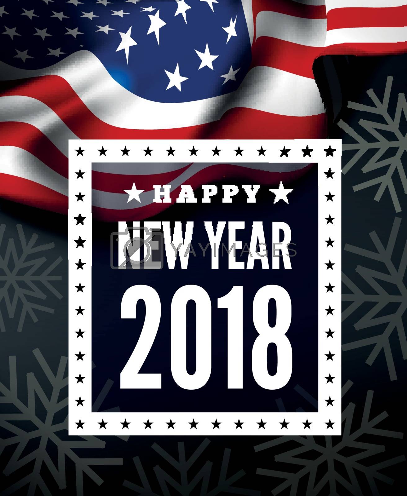 Royalty free image of Congratulations on the new 2018 against the background of the United States flag. Vector by sermax55
