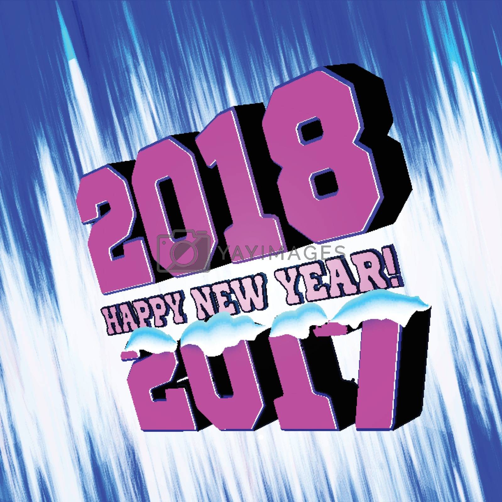 Royalty free image of Congratulations on the New Year 2018, which goes after 2017. Vector New Year's figures with snow-covered and frozen edges. by sermax55