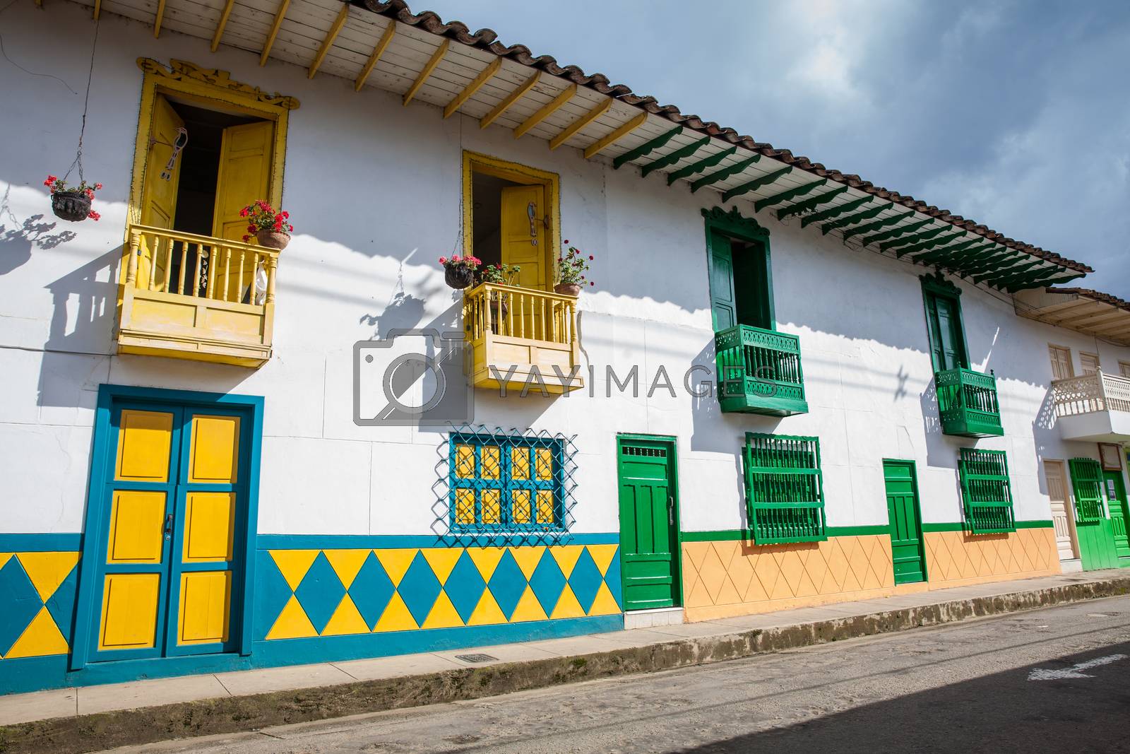 Royalty free image of Colorful houses in colonial city Jardin, Antoquia, Colombia, Sou by anamejia18