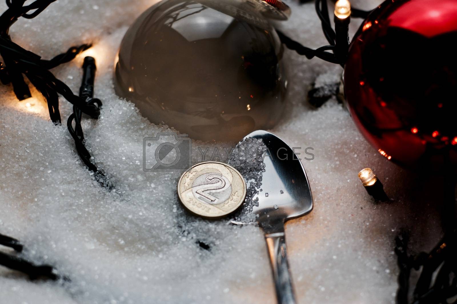 Royalty free image of Polish currency in snow by adriantoday