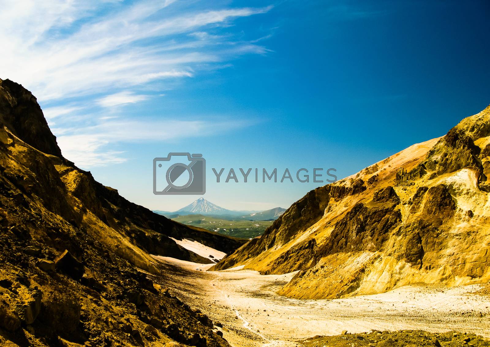 Royalty free image of View to Viluchinsky volcano from the caldera of Mutnovsky, Kamch by homocosmicos