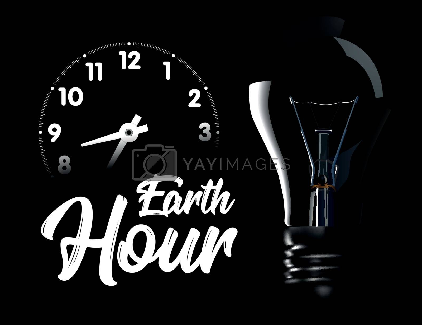 Royalty free image of The Earth Hour is an international action calling for the switching off of light for one hour for environmental assistance to planet Earth. Vector illustration by sermax55