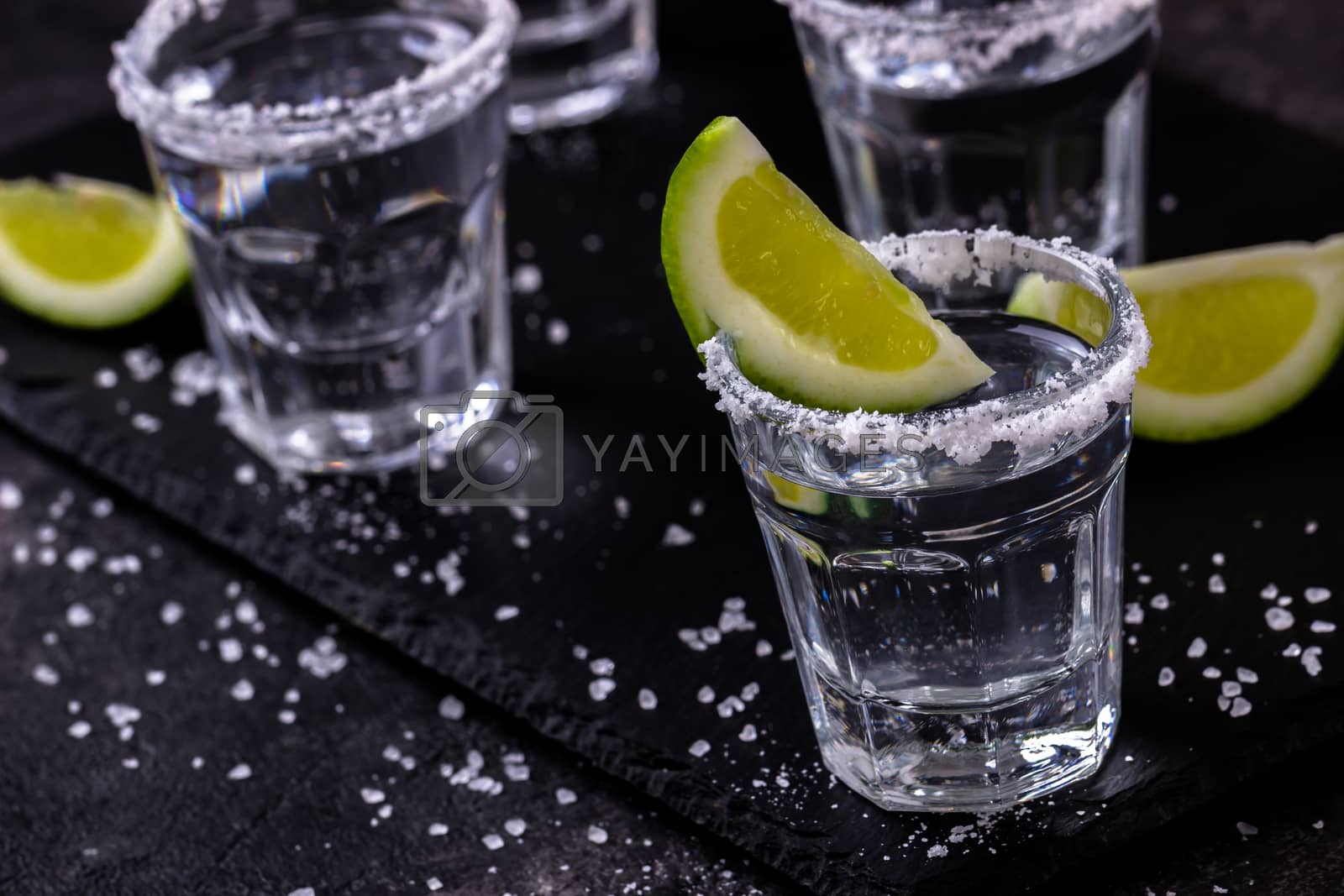 Royalty free image of Tequila shot with lime and salt by Lana_M