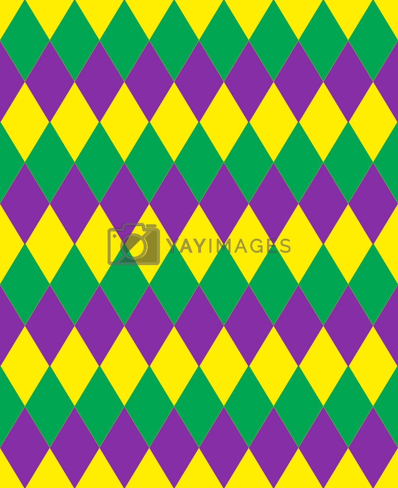Royalty free image of Mardi Gras abstract geometric pattern. Purple, yellow, green rhombus repeating texture. Endless background, wallpaper, backdrop. Vector illustration. by lucia_fox