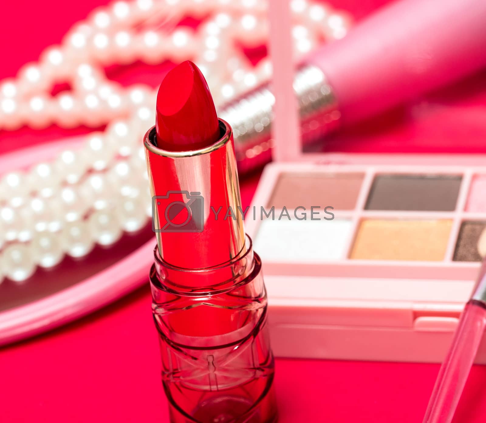 Makeup Cosmetics Showing Lip Stick And Cosmetology