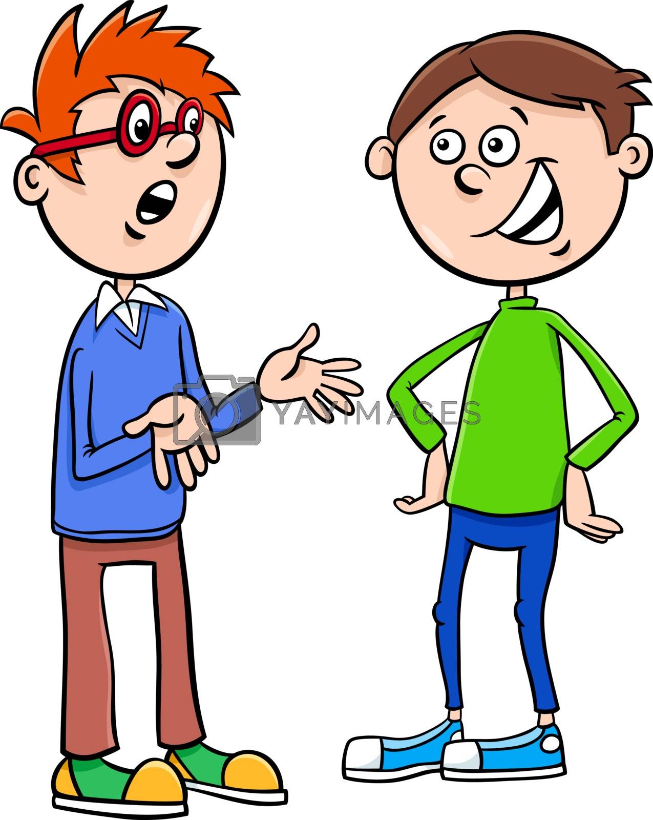 Royalty free image of boys kid characters talking cartoon illustration by izakowski
