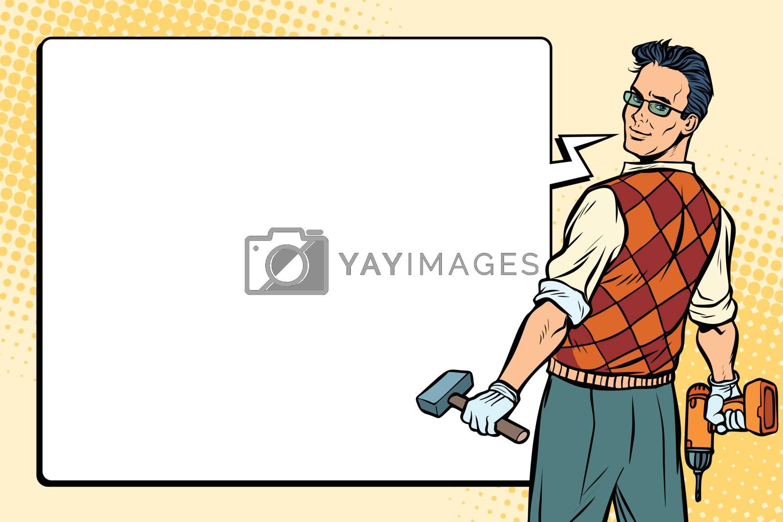 Royalty free image of repairman, carpenter and comic bubble by studiostoks