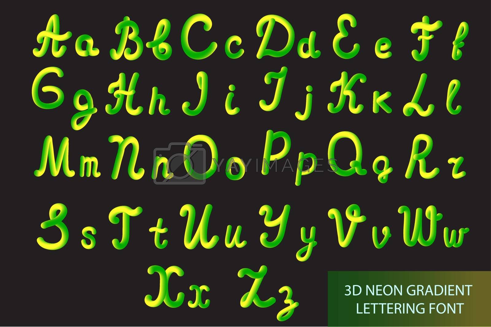 Royalty free image of Neon 3D Typeset with Rounded Shapes. Tube Hand-Drawn Lettering. Font Set of Painted Letters. Night Glow Effect or liquid. Trendy alphabet Latin letters from A to Z. Vector illustration. by lucia_fox