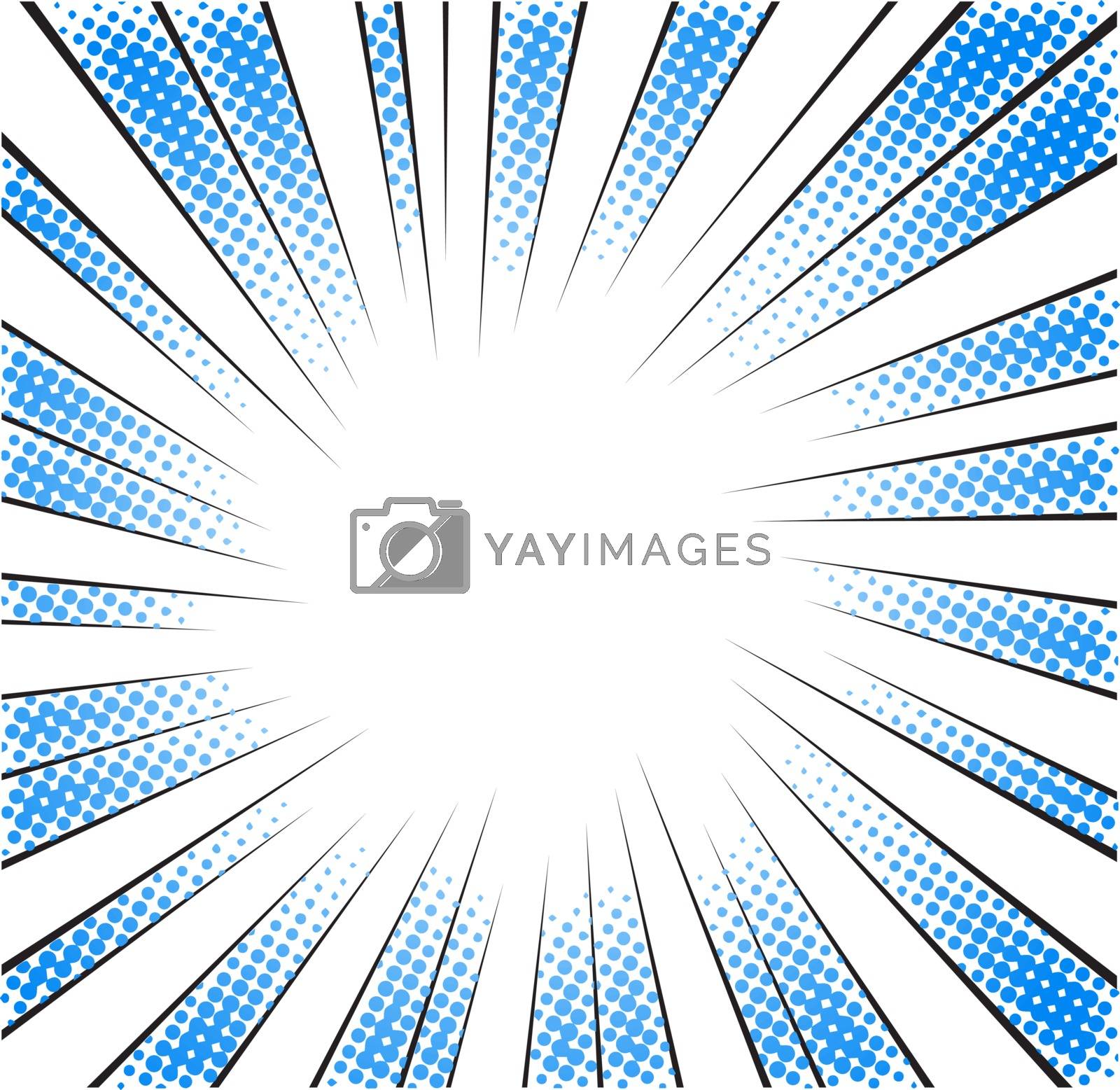 Royalty free image of blue halftone radial speed lines for comic book by wektorygrafika
