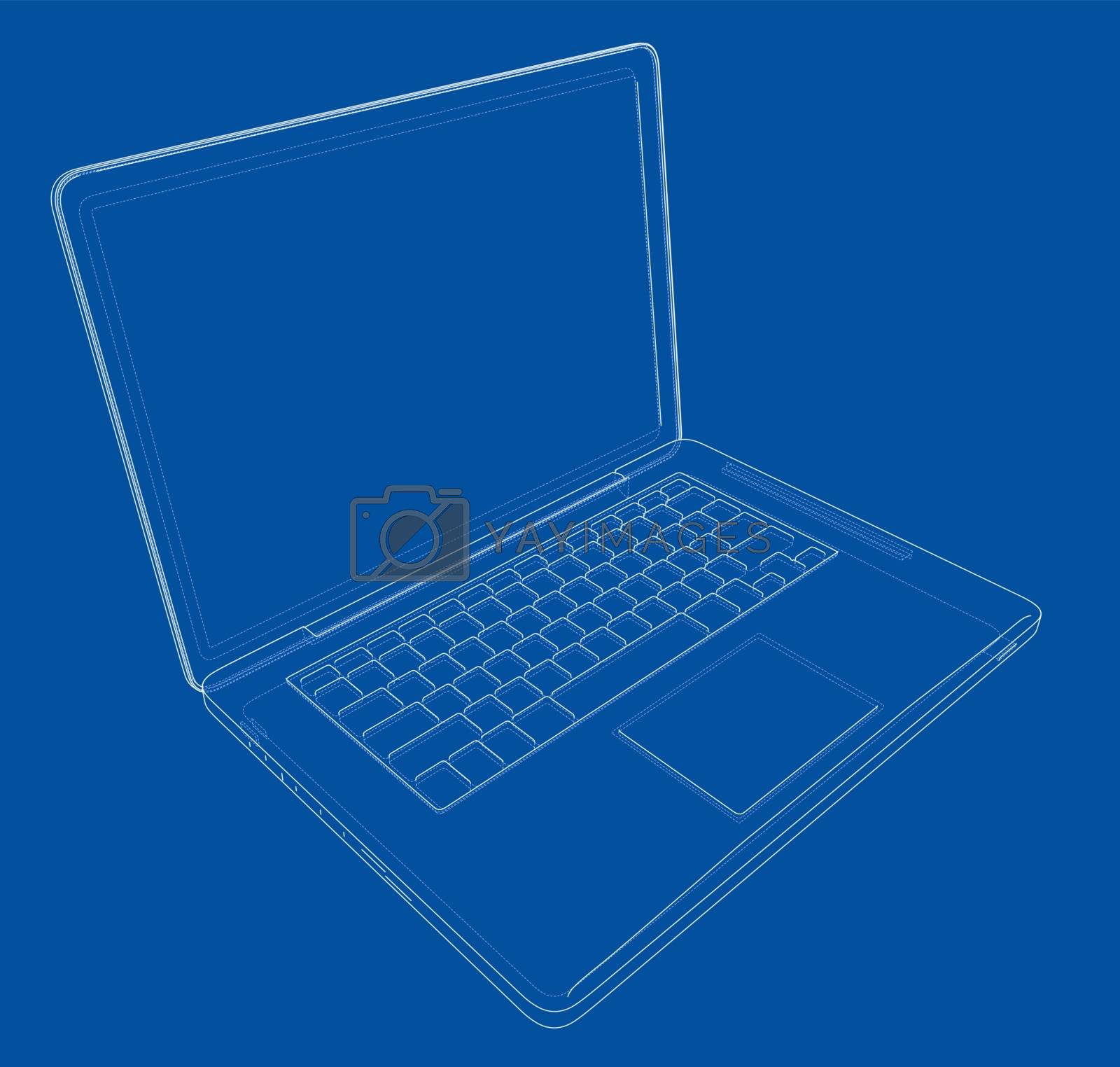 Royalty free image of Outline drawing laptop. Vector illustration by cherezoff