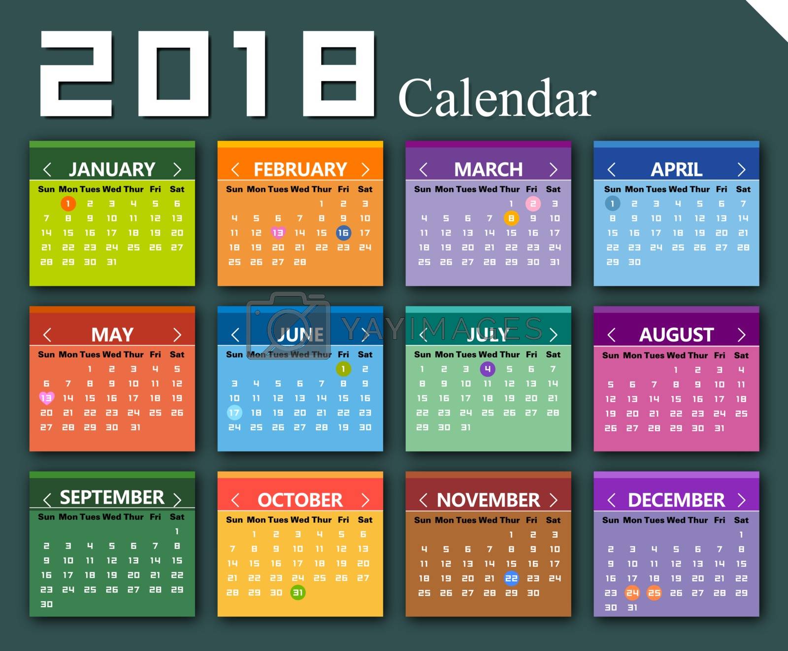 Royalty free image of Vector 2018 calendar background by myyaym