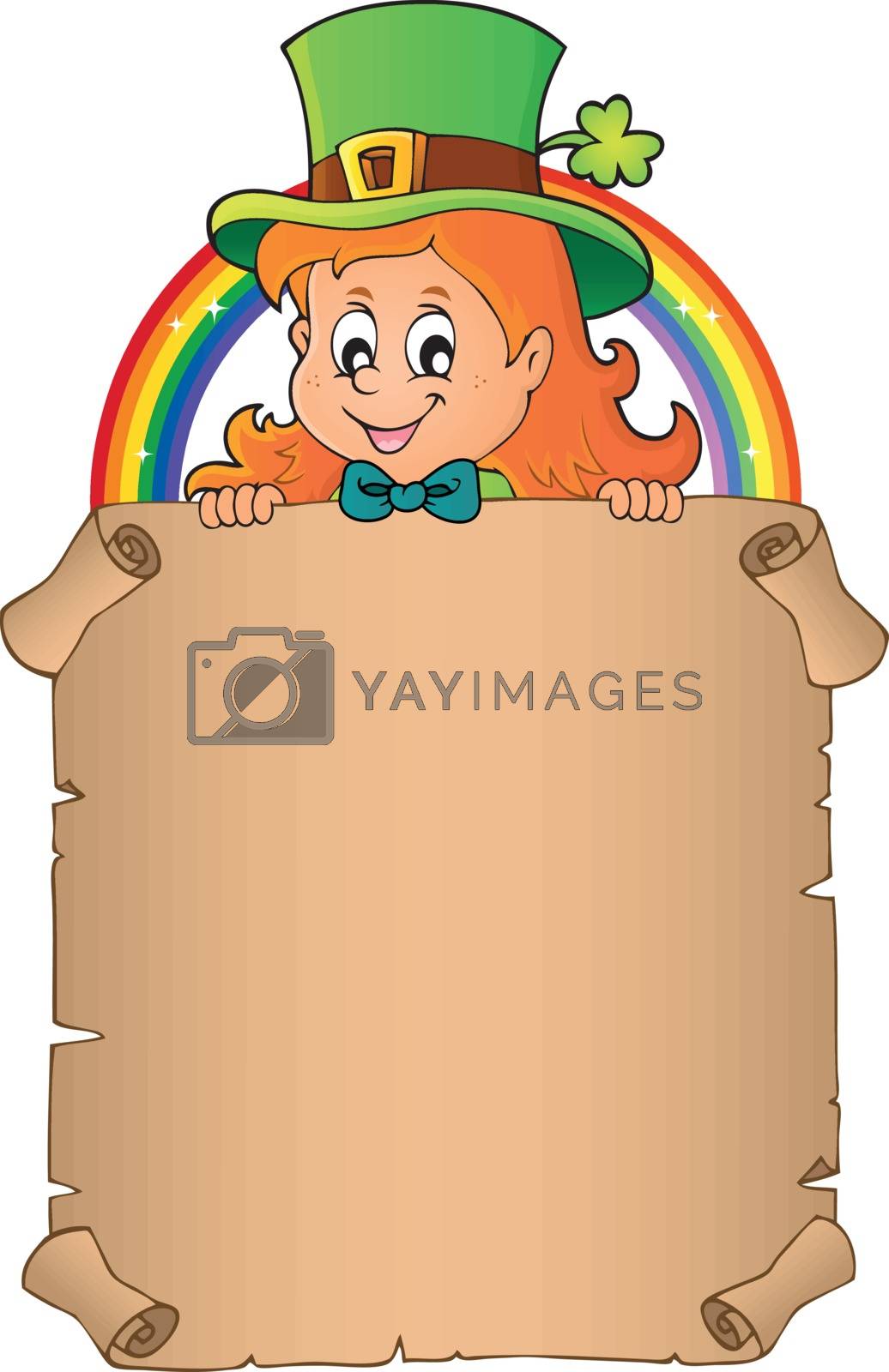 Royalty free image of Leprechaun girl holding parchment 3 by clairev