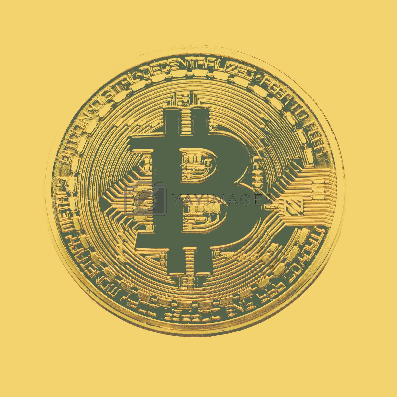Royalty free image of Bitcoin coin photo close-up. Crypto currency, blockchain technology by sermax55