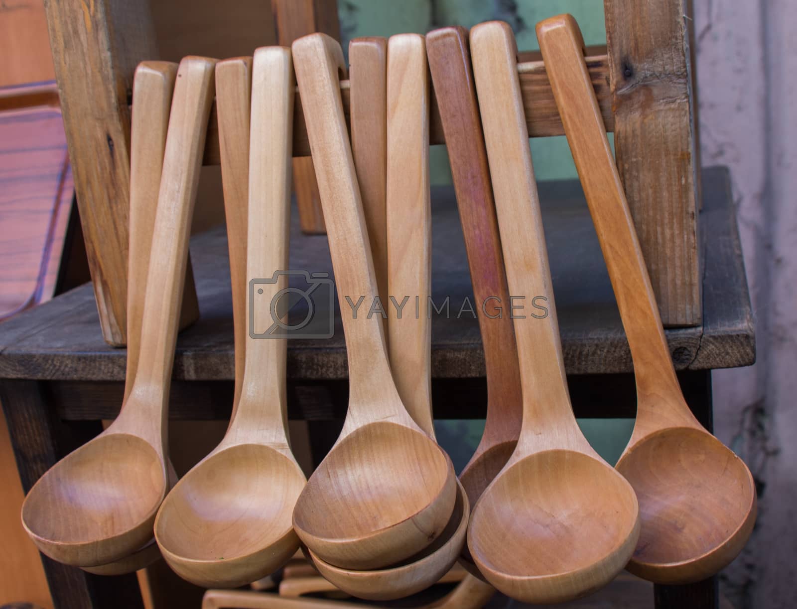 Royalty free image of soup spoon or tablespoon made of wood by berkay