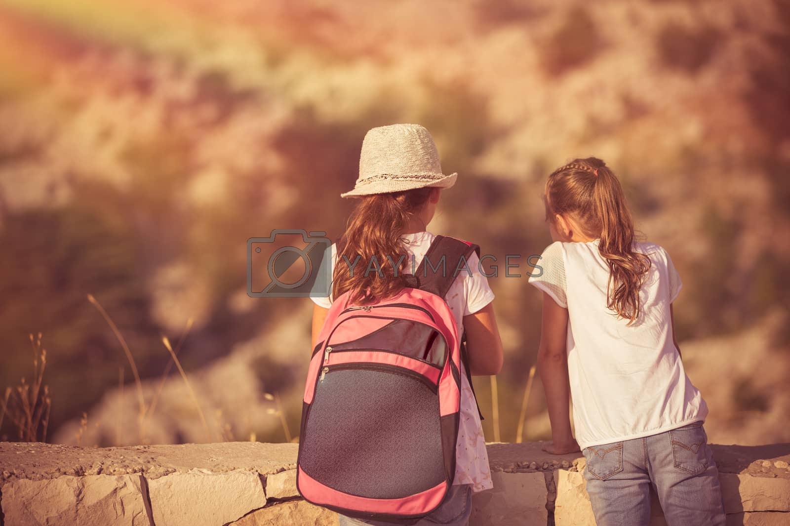 Royalty free image of Kids enjoying hike by Anna_Omelchenko