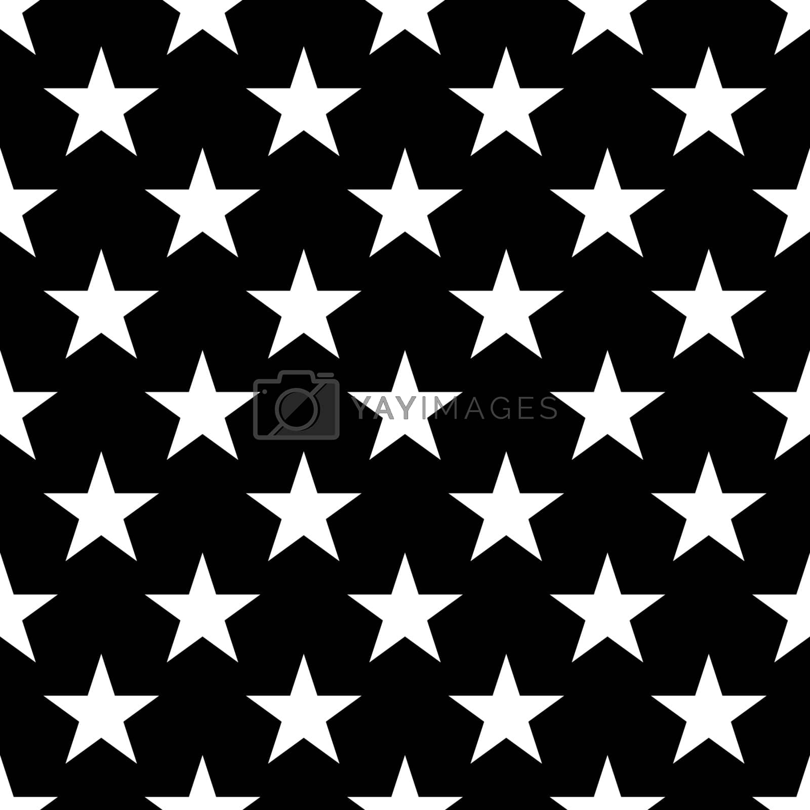 Royalty free image of Seamless pattern of white five-pointed stars on black background. Vector illustration by pyty