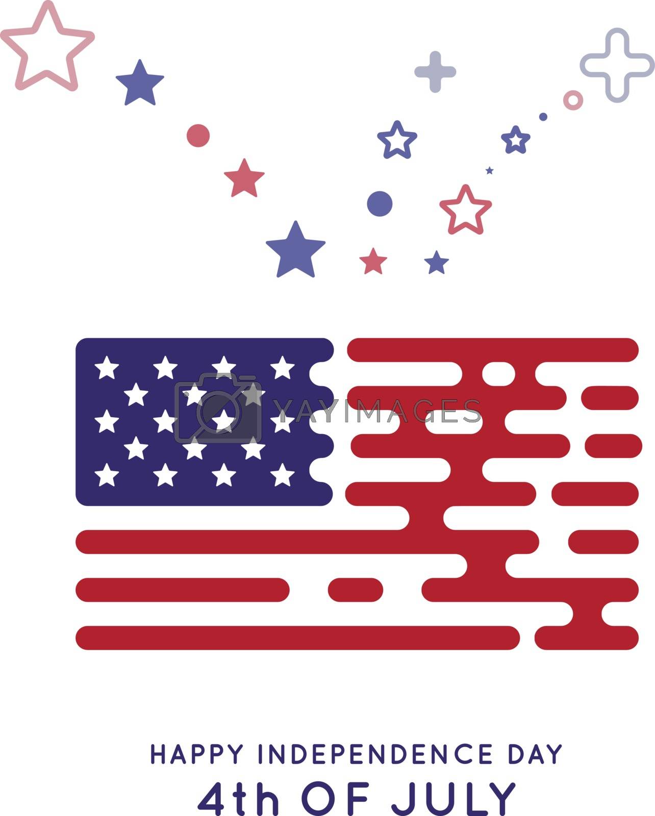 Royalty free image of The US flag in the style of rounded lines. Hipster design by sermax55