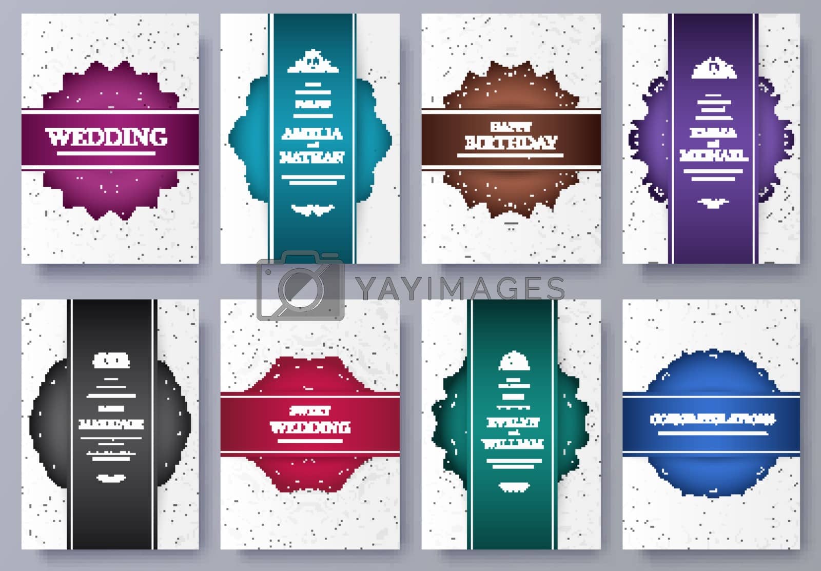 Royalty free image of Set of Luxury colors artistic pages set with logo brochure template. Vintage art identity, floral, magazine. Traditional, Islam, Arabic, Indian. Decorative retro greeting card or invitation design by Linetale