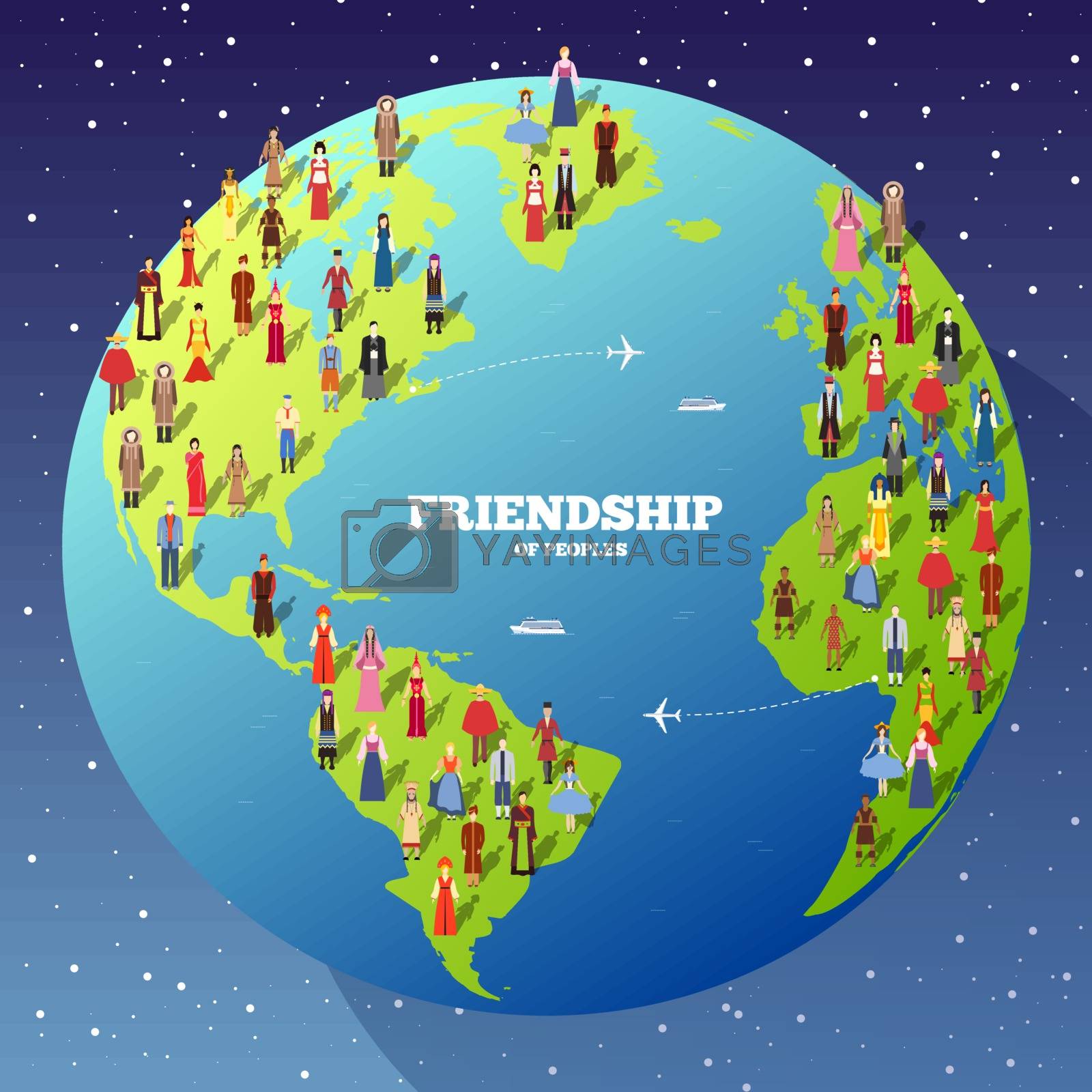 Royalty free image of People Friendship. International Day of the World Indigenous Peoples. Vector flat circle concept illustration concept background by Linetale