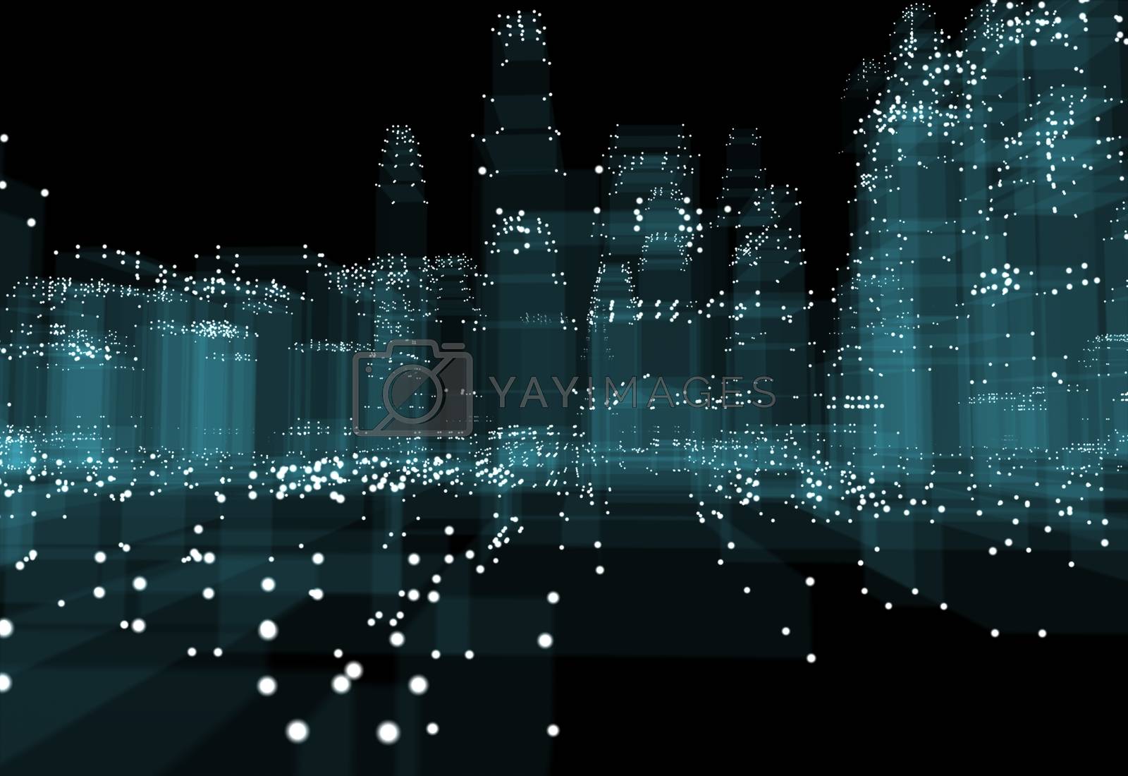 Royalty free image of Abstract 3d city with dots and blue buildings by cherezoff