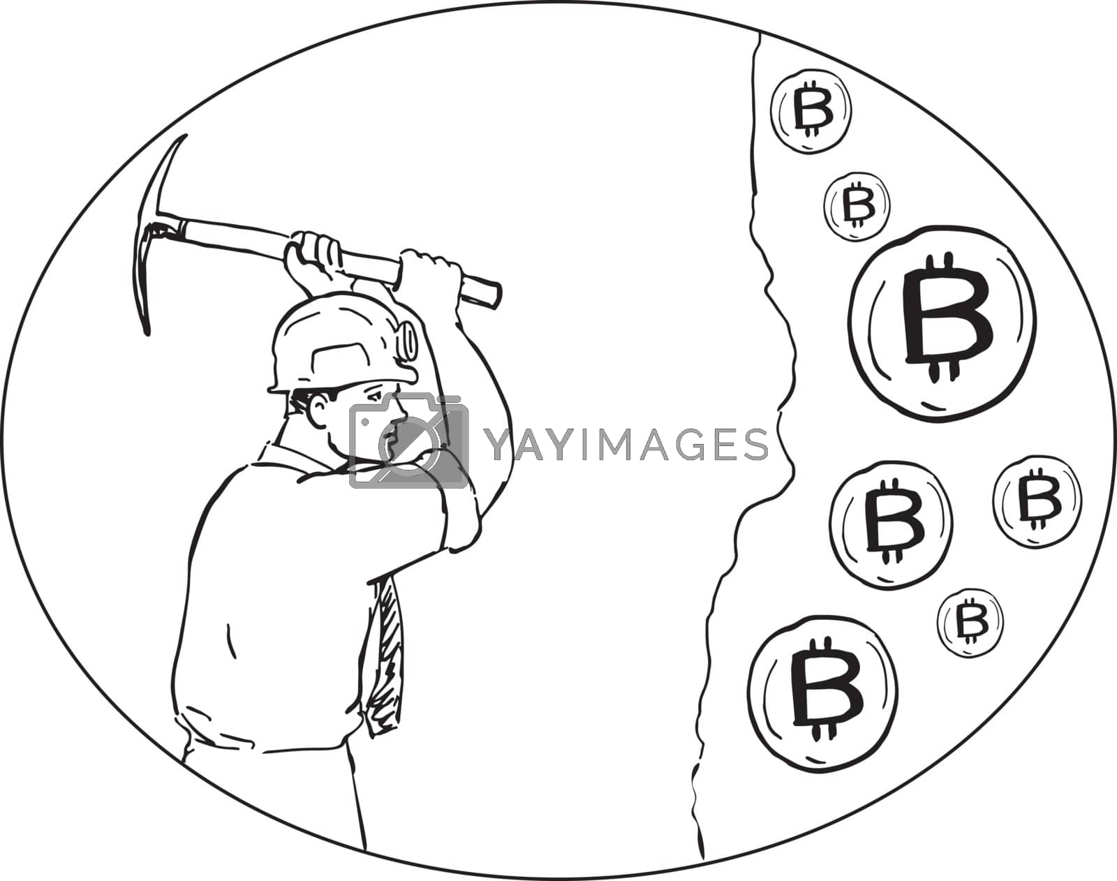 Royalty free image of Bitcoin Miner Cryptocurrency Drawing by patrimonio