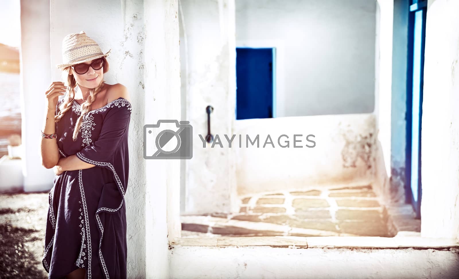 Royalty free image of Pretty girl in Greece by Anna_Omelchenko