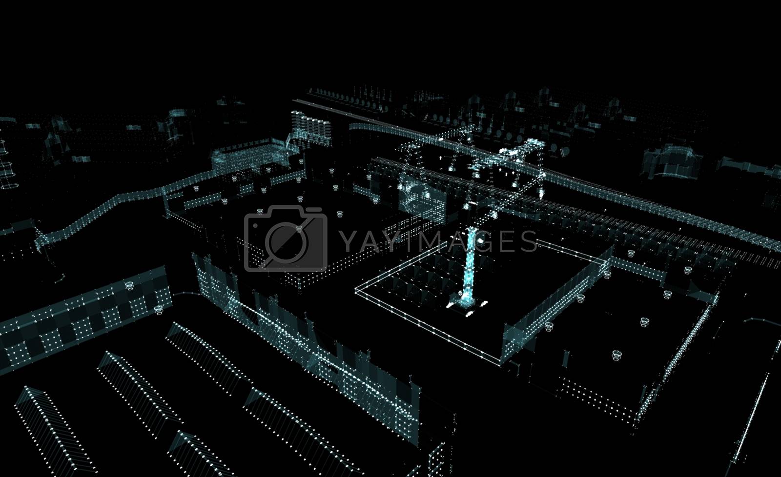 Royalty free image of Abstract 3D rendered city of lines and dots by cherezoff