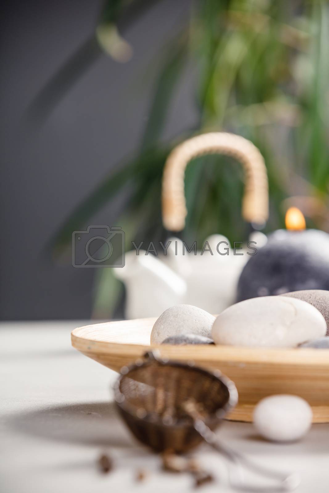Spa Concept. Beautiful Spa Products on concrete background