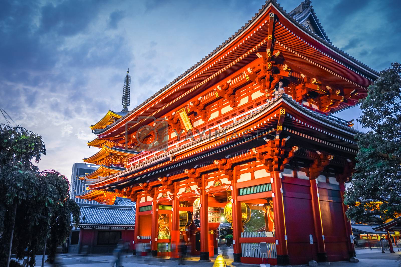 Royalty free image of Kaminarimon gate and Pagoda, Senso-ji temple, Tokyo, Japan by daboost