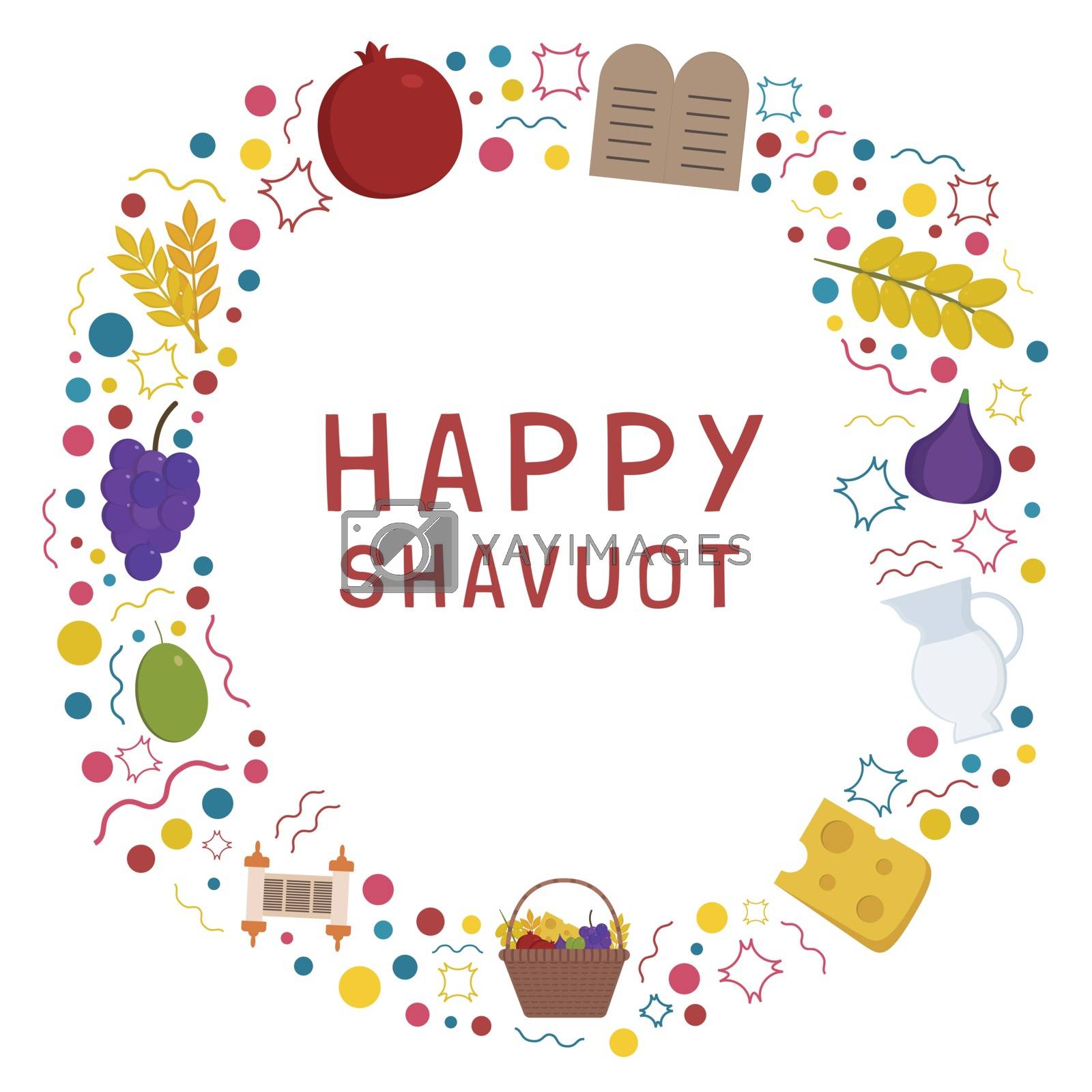 Royalty free image of Frame with Shavuot holiday flat design icons with text in englis by wavemovies