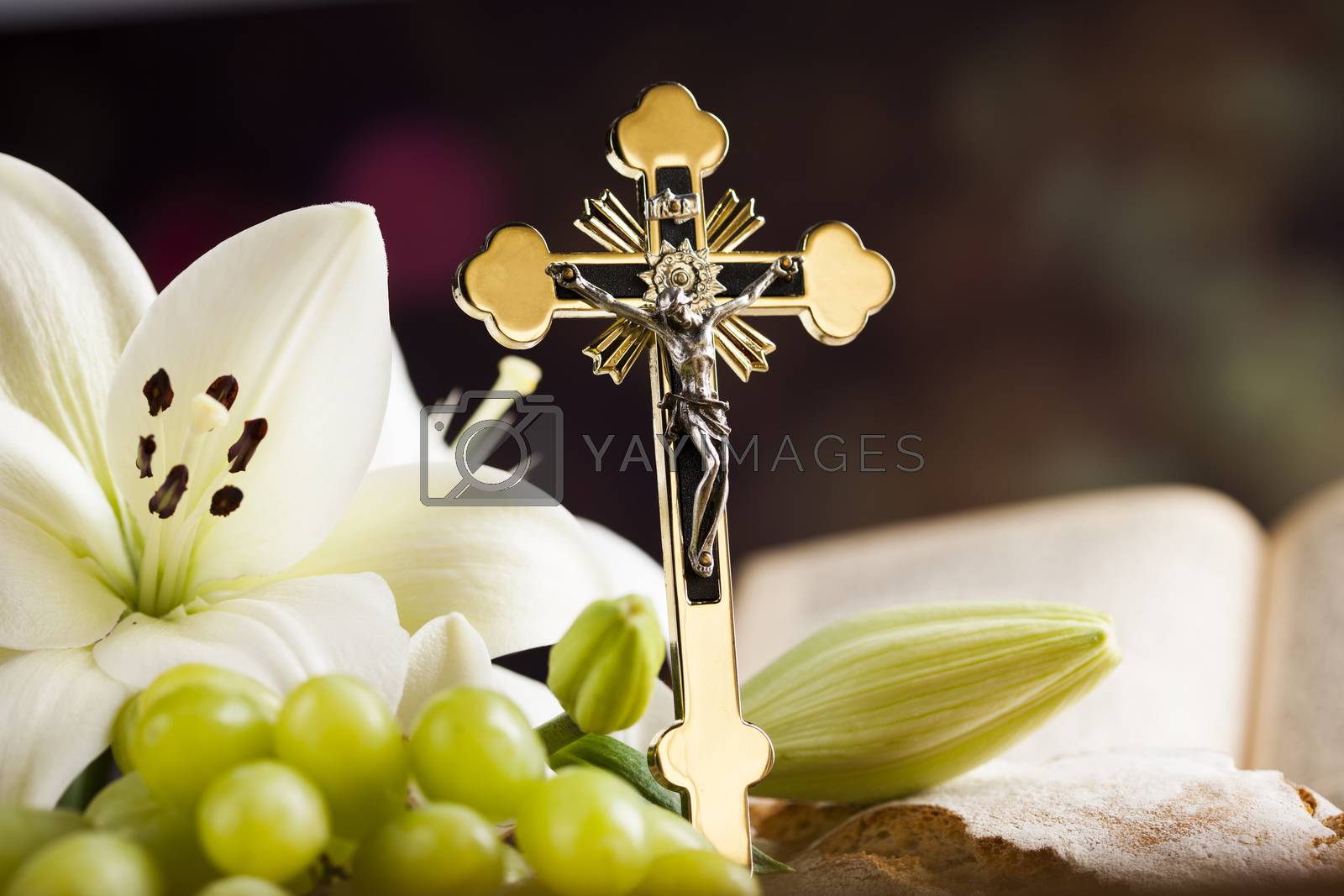 Royalty free image of Holy Communion Bread, Wine for christianity religion by JanPietruszka