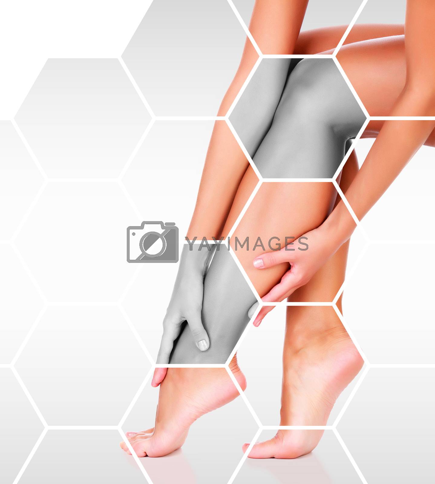 Royalty free image of Closeup shot of beautiful female legs and hands. Unwanted hair r by Nobilior