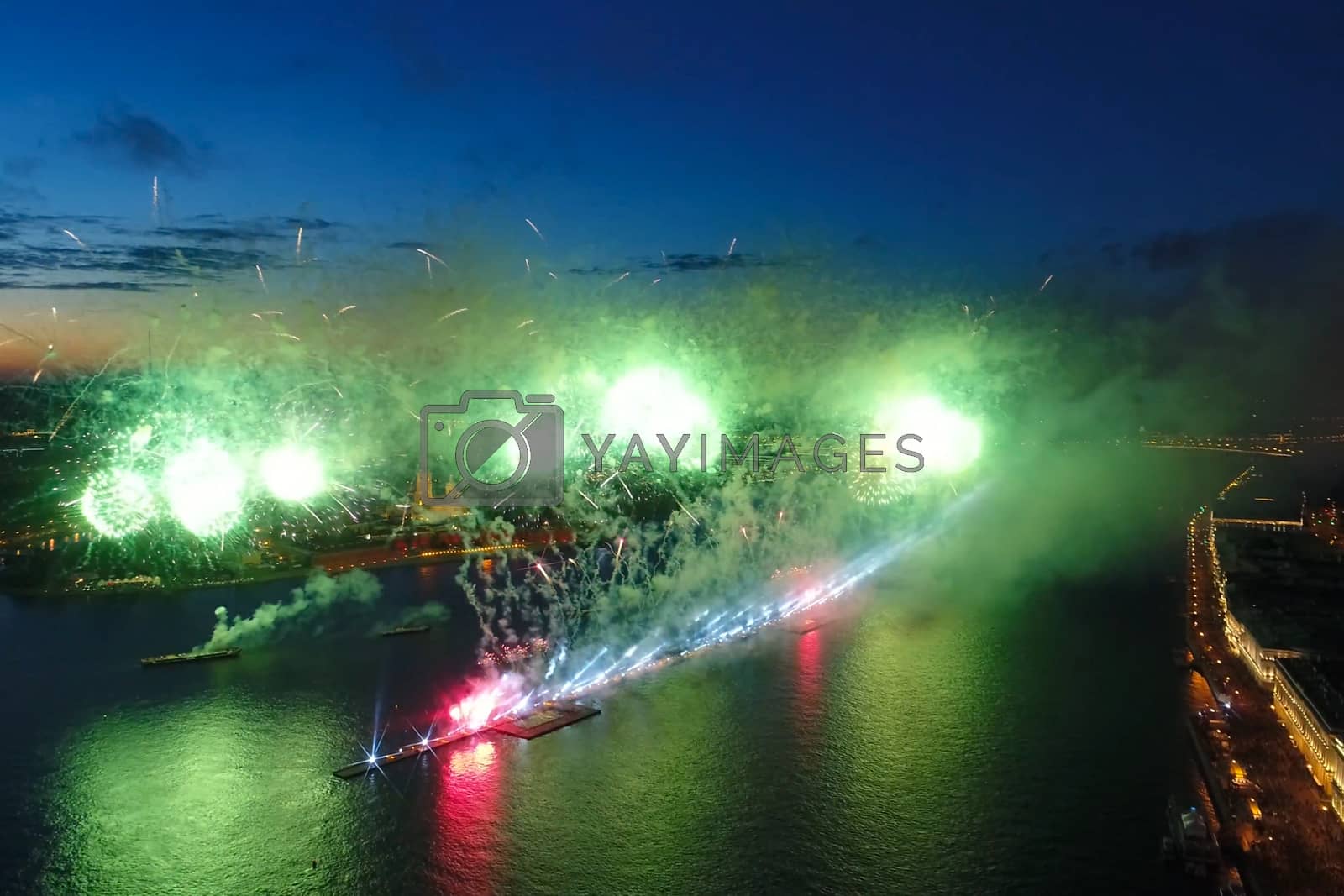 Royalty free image of Salute Scarlet Sails. The festive salute is grandiose. Fireworks pyrotechnics by nyrok