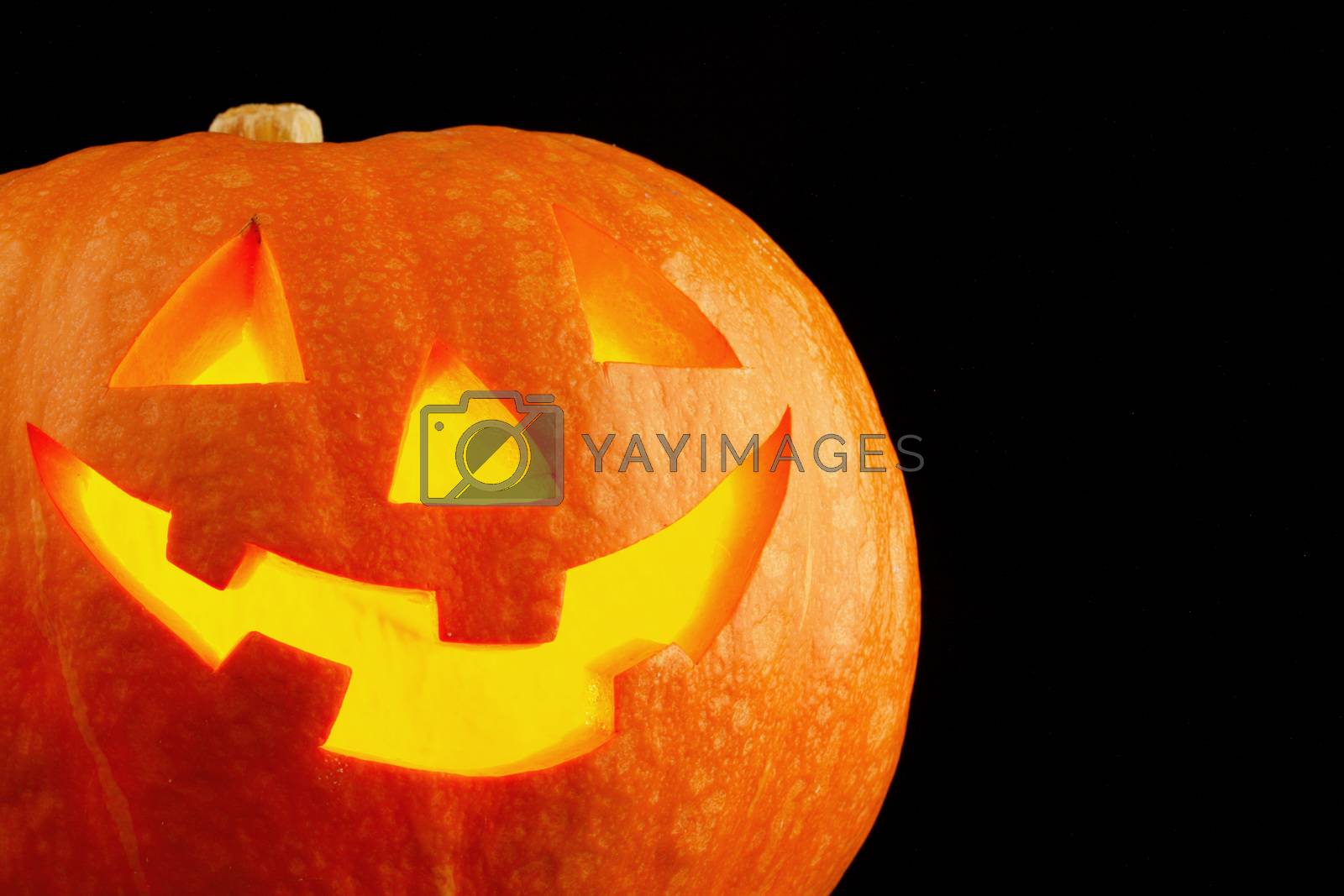 Royalty free image of Illuminated cute halloween pumpkin by Yellowj