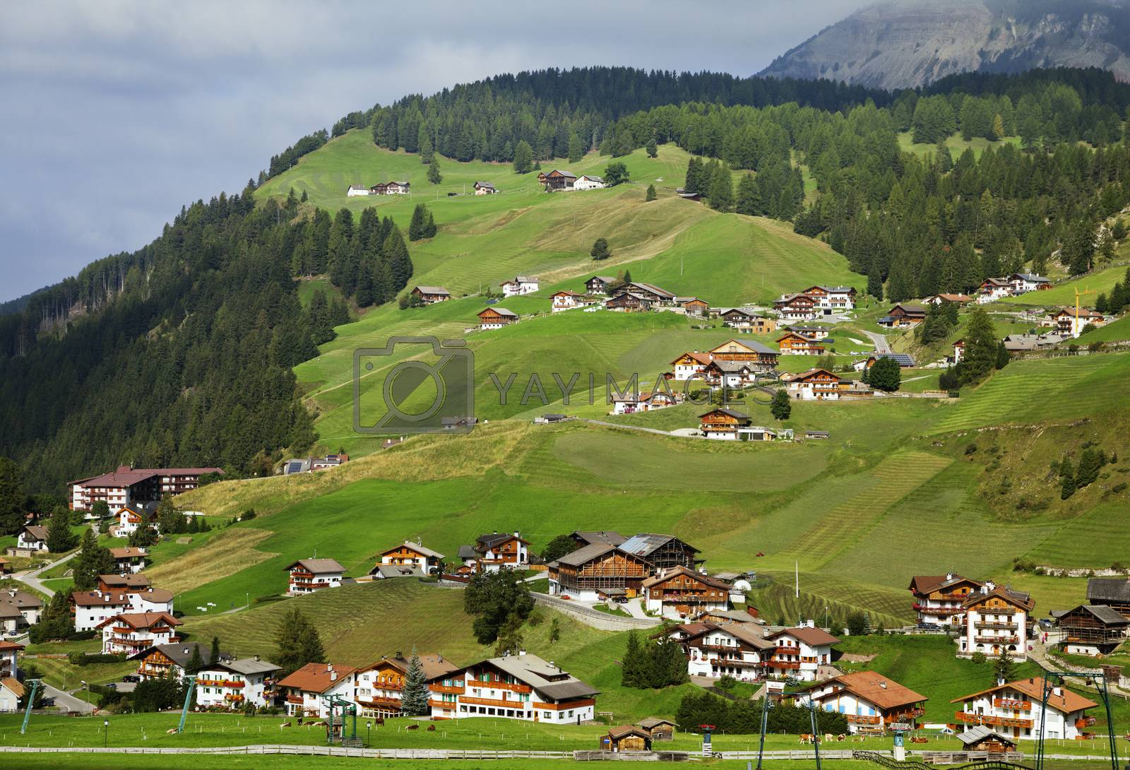 Royalty free image of Village in Dolomites by Goodday