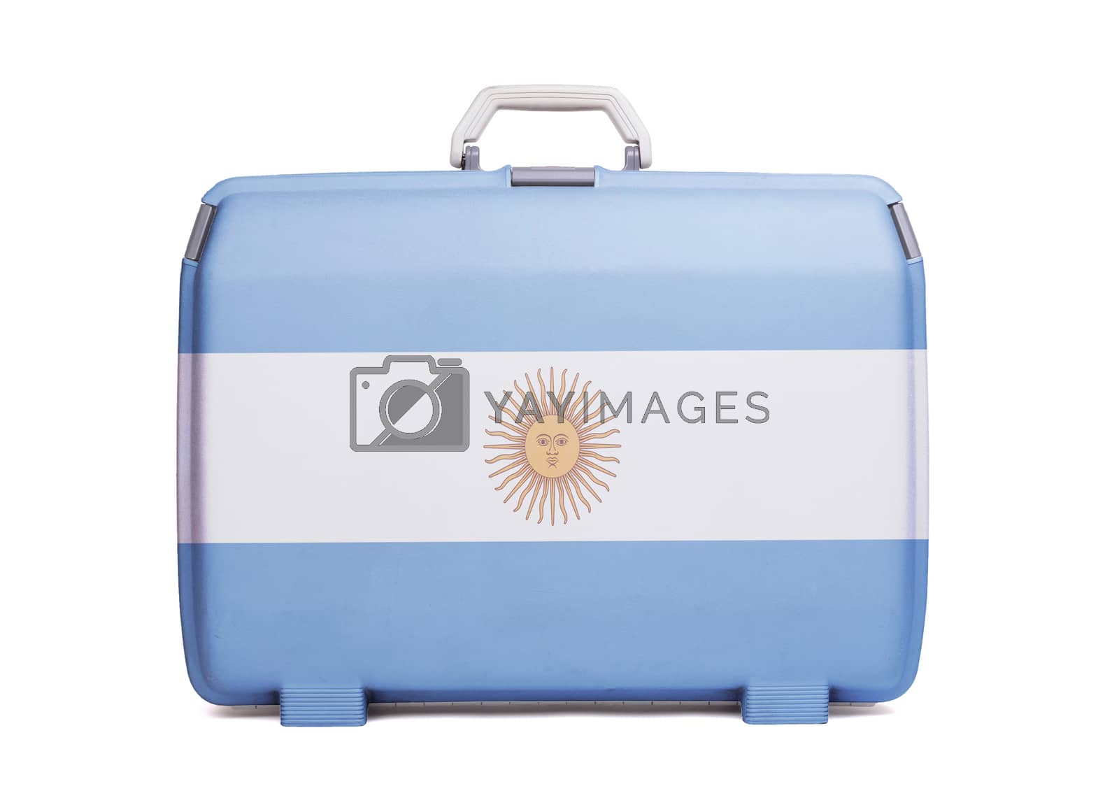 Royalty free image of Used plastic suitcase with stains and scratches by michaklootwijk