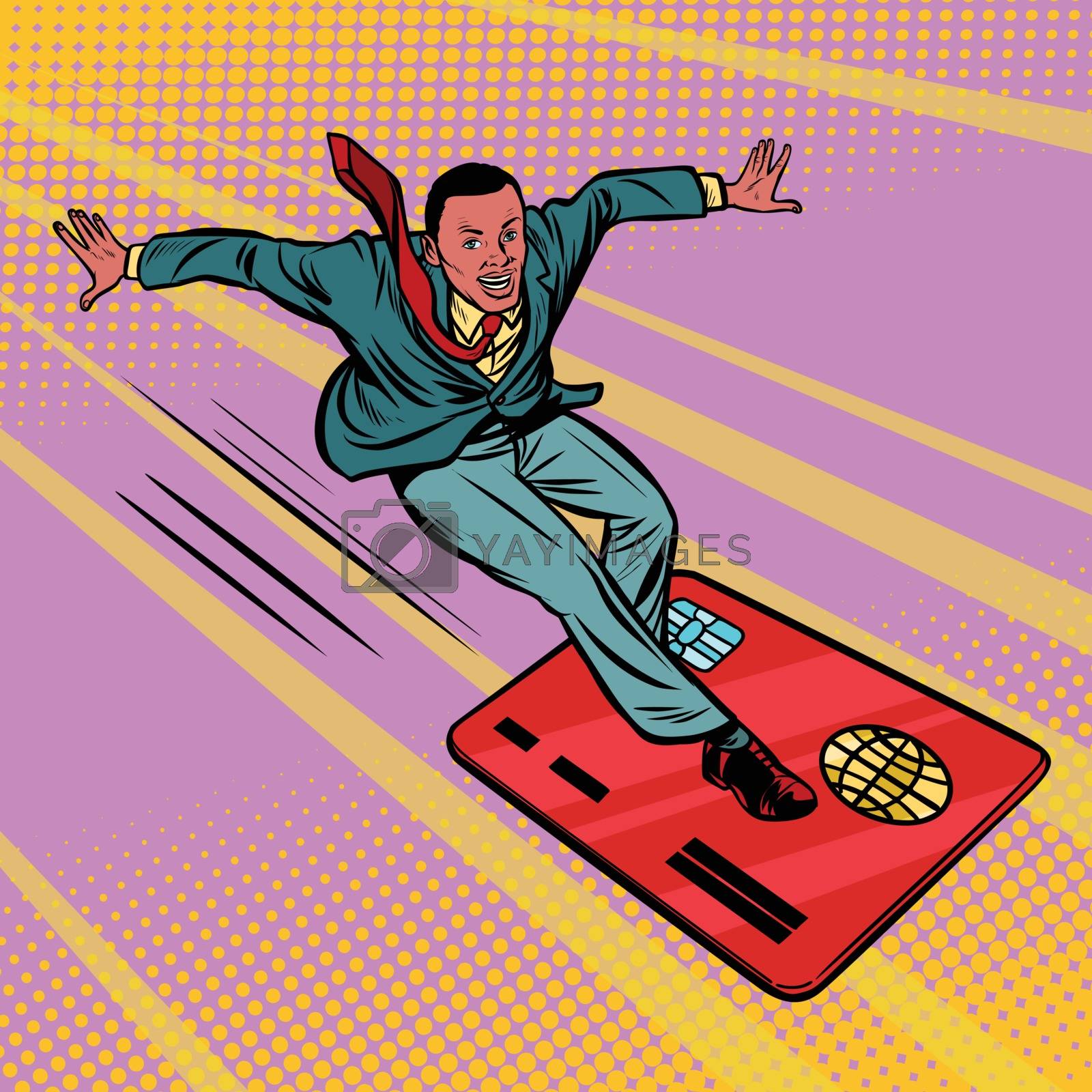 Royalty free image of Businessman and Bank card. Extreme sports speed on the Board by rogistok