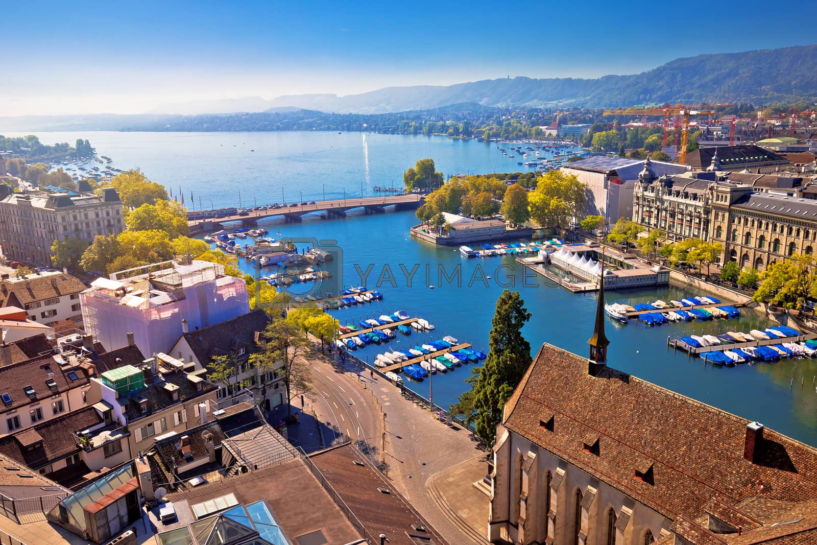 Royalty free image of Zurich lake and river waterfront aerial view by xbrchx