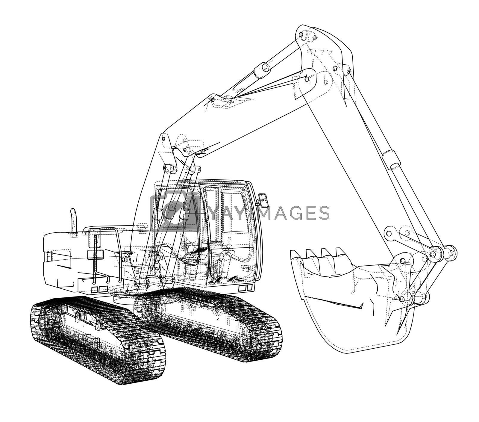 Excavator Sketch Isolated On White Background Stock Photo, Picture and  Royalty Free Image. Image 38768804.