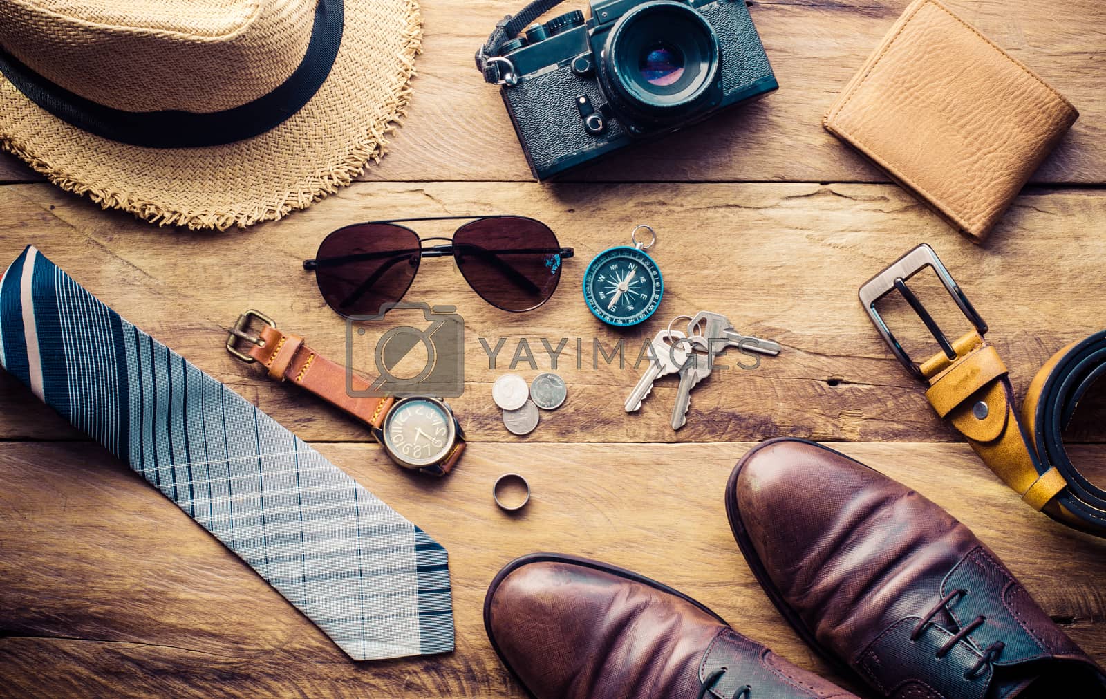 Royalty free image of Travel Clothing accessories Apparel along for the trip by photobyphotoboy