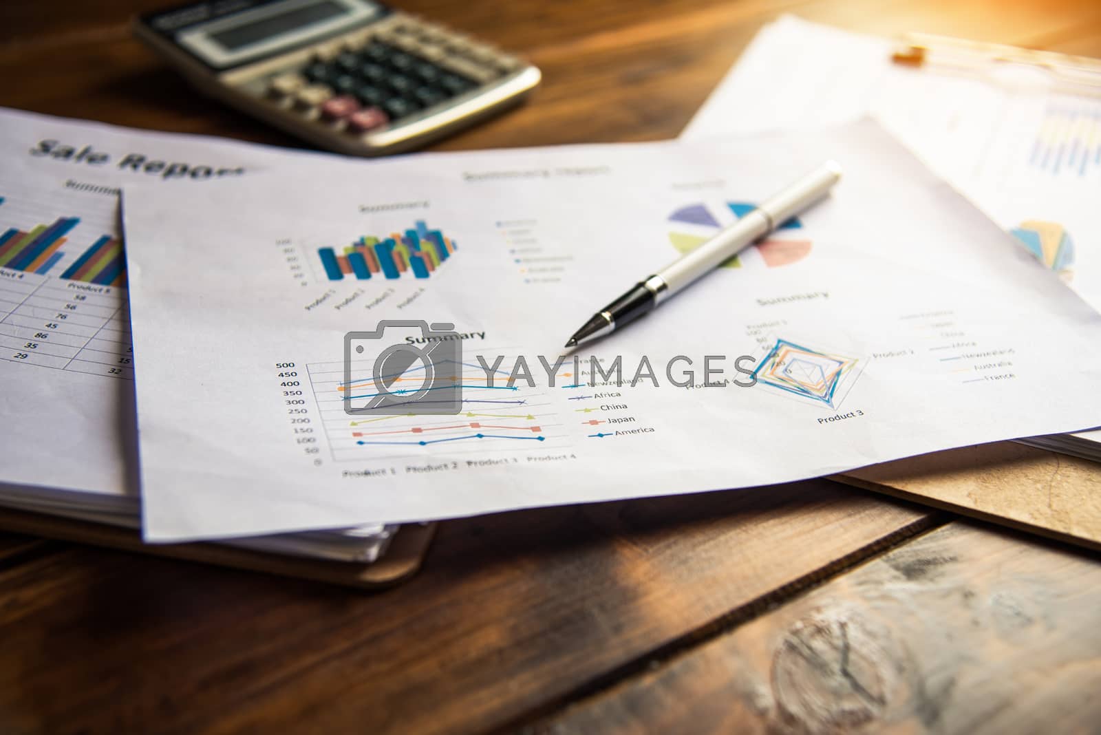 Royalty free image of Document Book Pen Graph Calculator And accounting documents plac by photobyphotoboy
