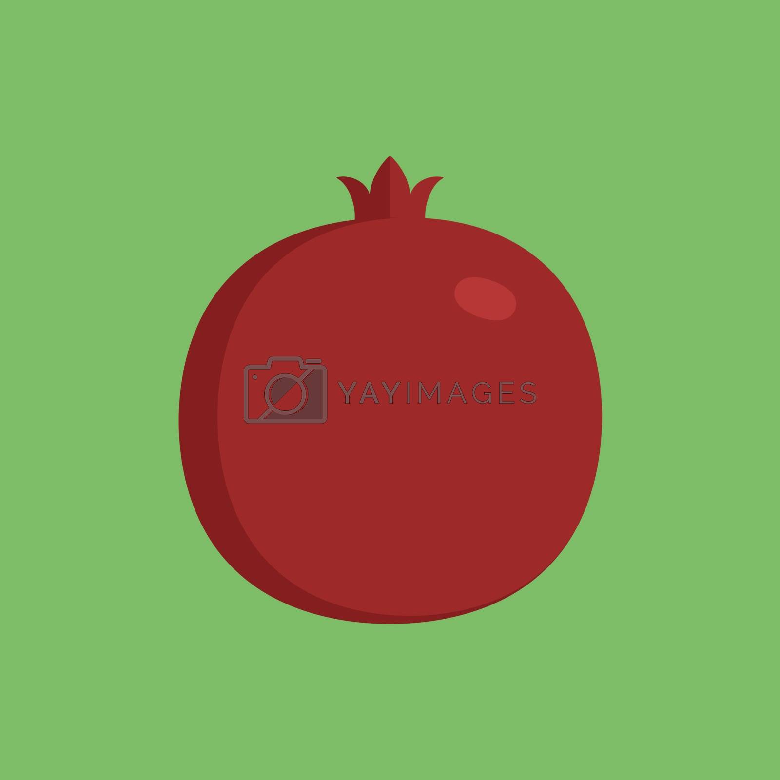 Royalty free image of Pomegranate icon in flat design with green background by wavemovies