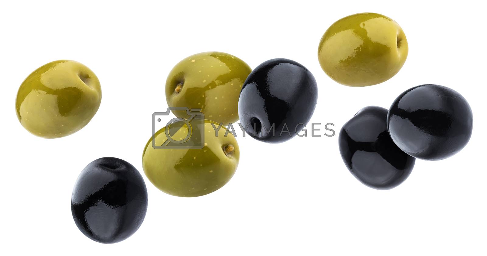 Royalty free image of Green and black olives isolated on white background with clipping path by xamtiw