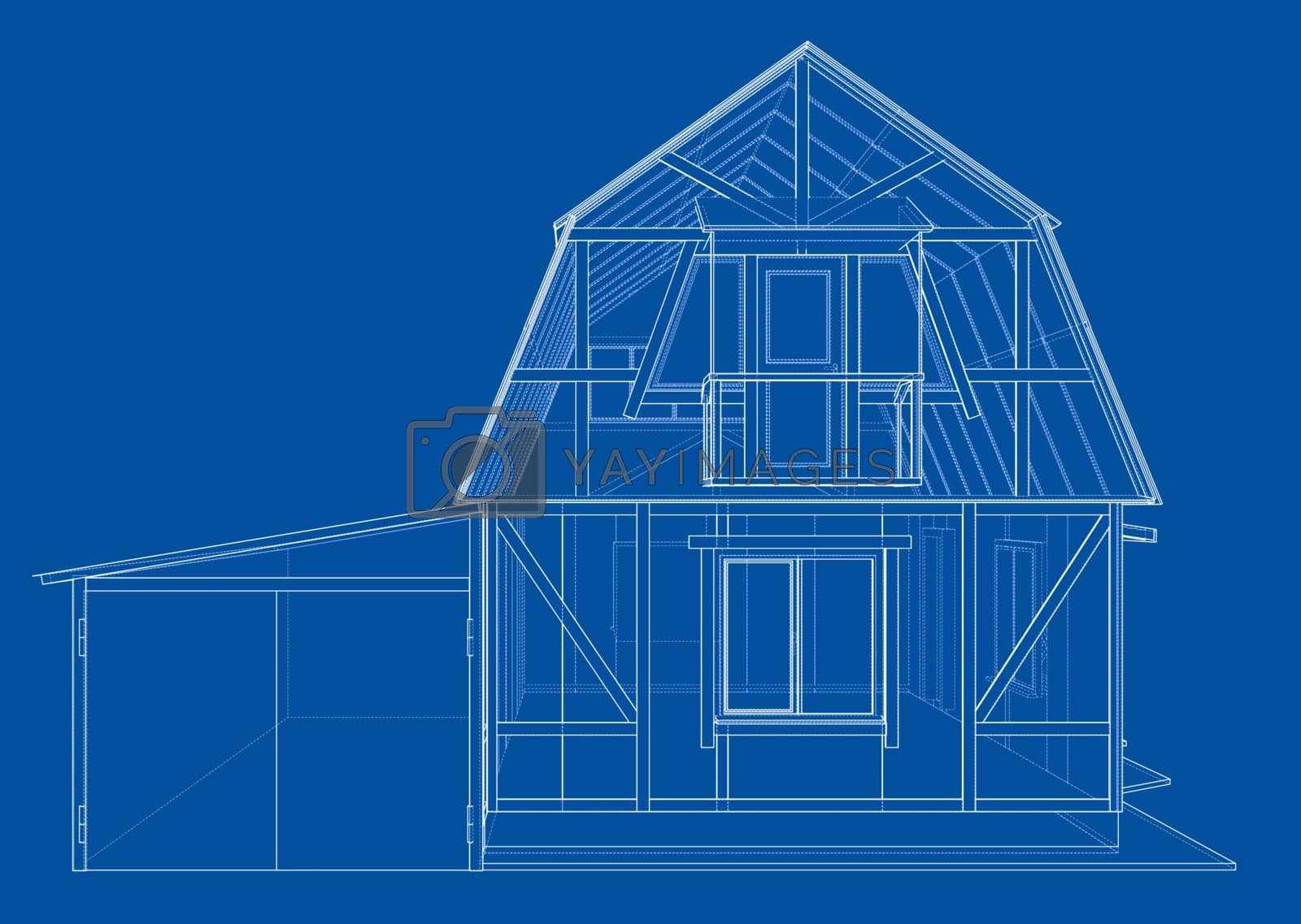 Royalty free image of 3D rendering of house wireframe structure by cherezoff