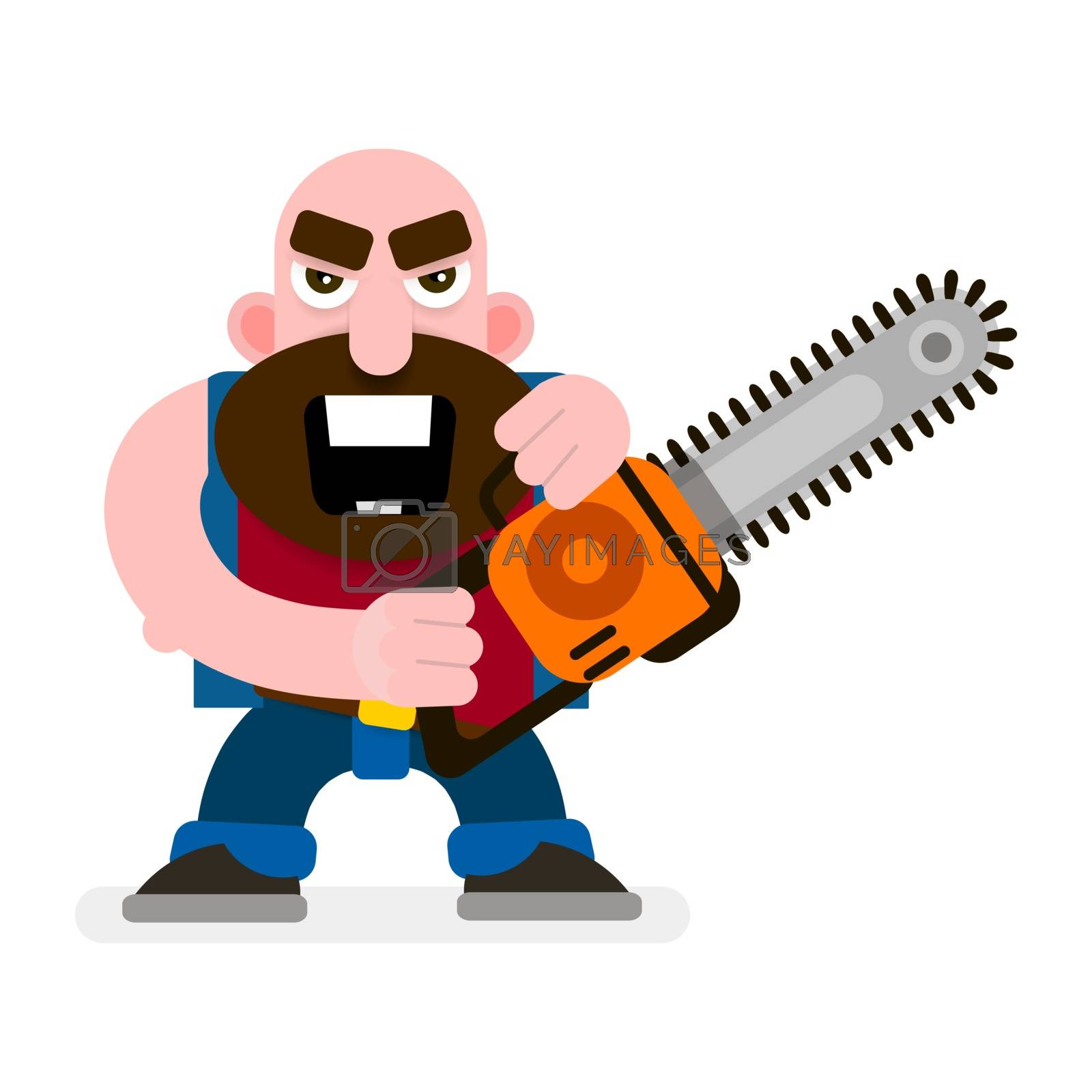 Royalty free image of Vector Woodcutter With Chainsaw. Cartoon Illustration Isolated by IaroslavBrylov