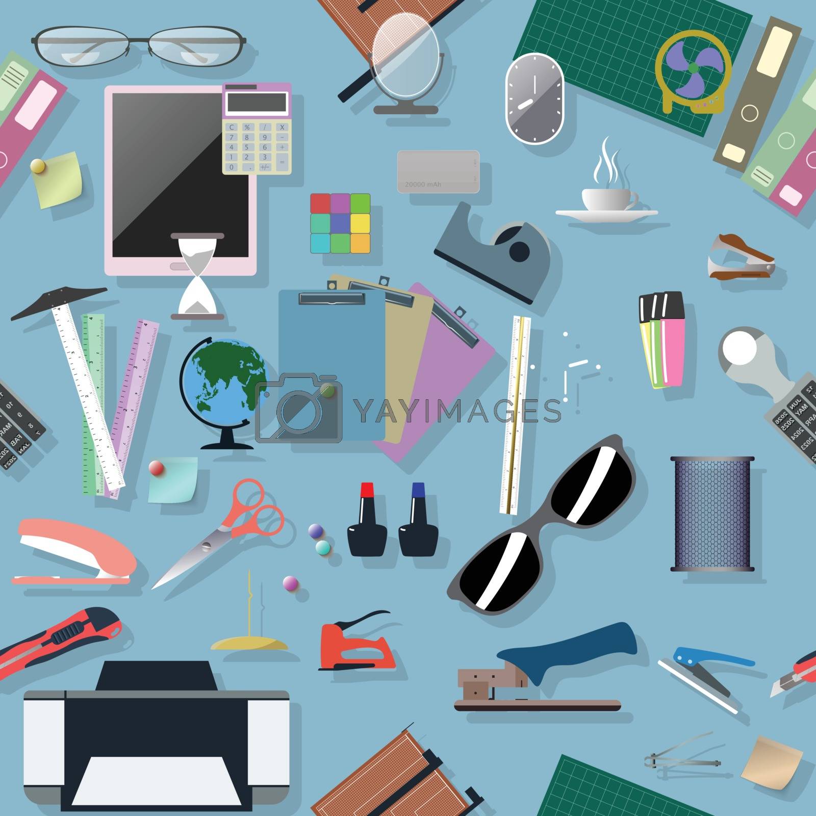 Royalty free image of Vector seamless flat pattern with office supplies. by narinbg