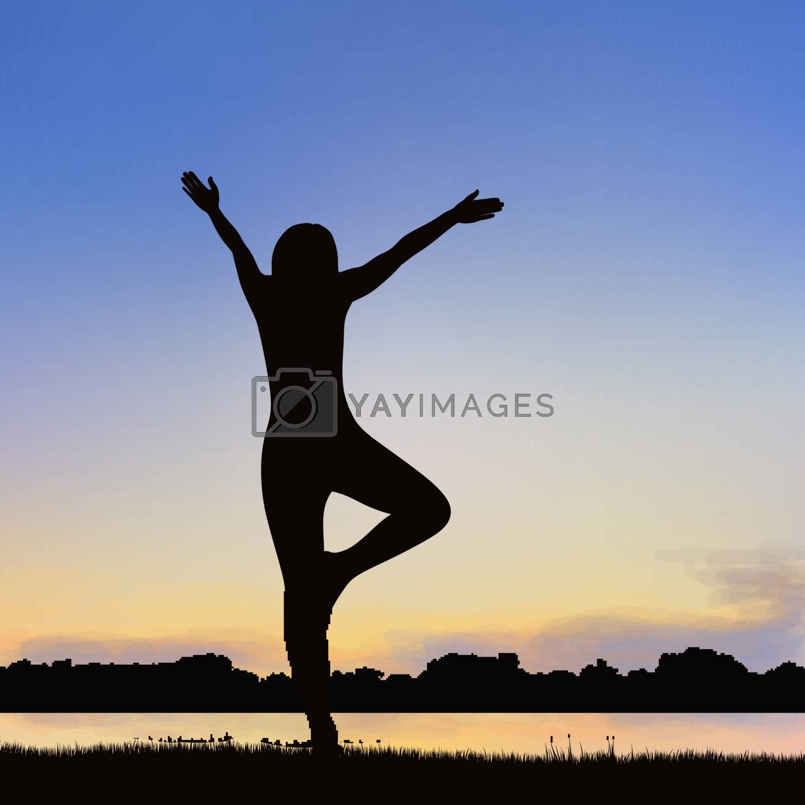 Royalty free image of Lady silhouette image in the posture of Yoga. by narinbg