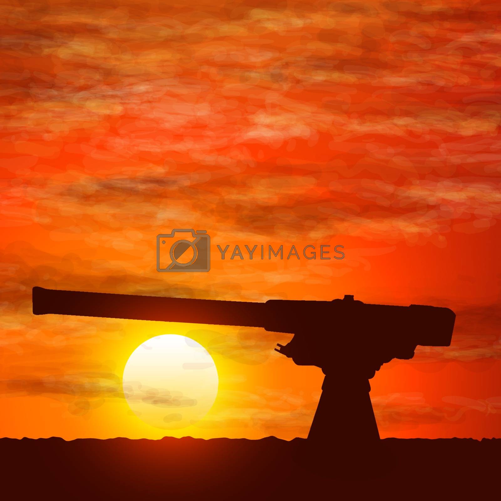 Royalty free image of Silhouette of gun, the symbolize of the war. by narinbg
